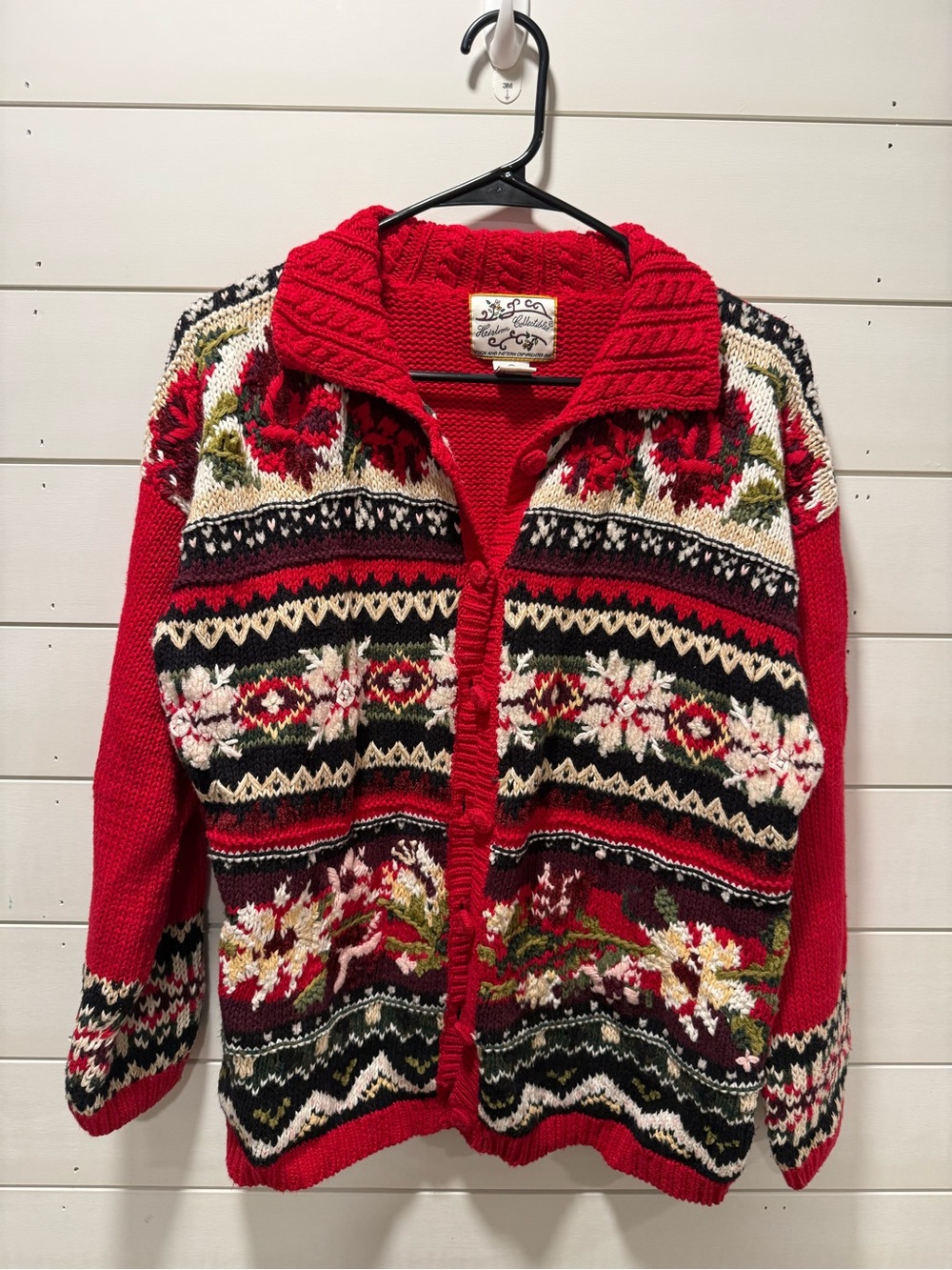 Vintage Heirloom Collectibles Red Fair Isle Button-Front Cardigan Sweater